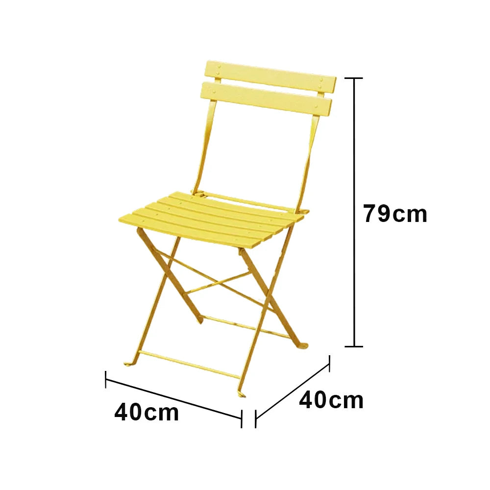SOLARA Outdoor Folding Chair - Space-Saving Foldable Design, Durable Powder-Coated Iron Frame, Stable Patio Balcony Garden Seating - Yellow