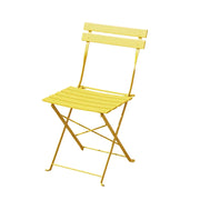 SOLARA Outdoor Folding Chair - Space-Saving Foldable Design, Durable Powder-Coated Iron Frame, Stable Patio Balcony Garden Seating - Yellow