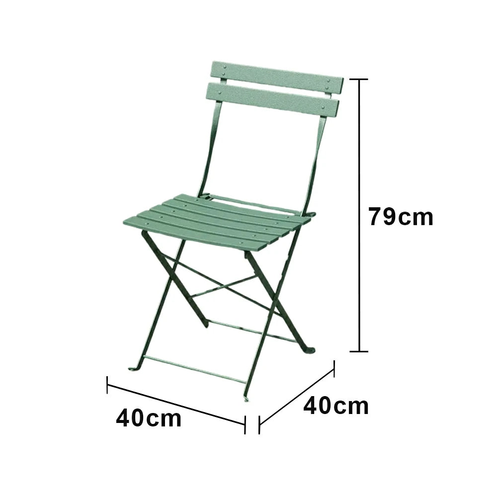 SOLARA Outdoor Folding Chair - Space-Saving Foldable Design, Durable Powder-Coated Iron Frame, Stable Patio Balcony Garden Seating - Green
