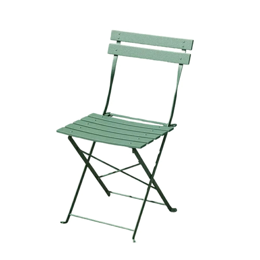 SOLARA Outdoor Folding Chair - Space-Saving Foldable Design, Durable Powder-Coated Iron Frame, Stable Patio Balcony Garden Seating - Green