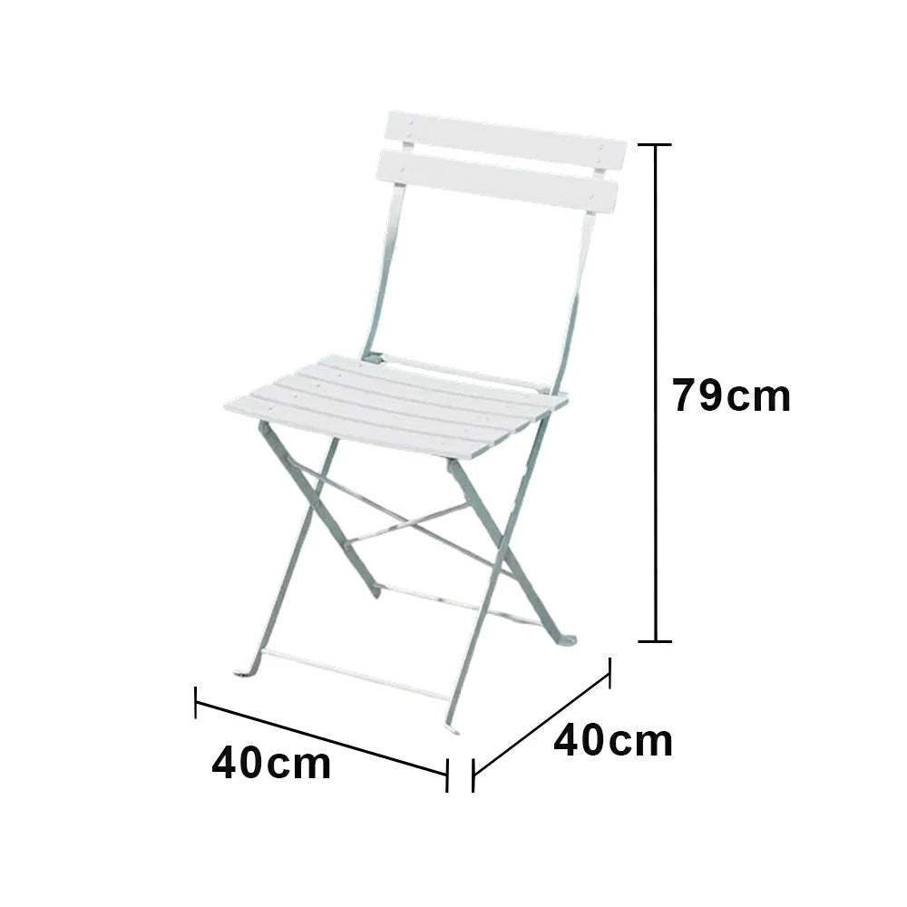 SOLARA Outdoor Folding Chair - Space-Saving Foldable Design, Durable Powder-Coated Iron Frame, Stable Patio Balcony Garden Seating - White
