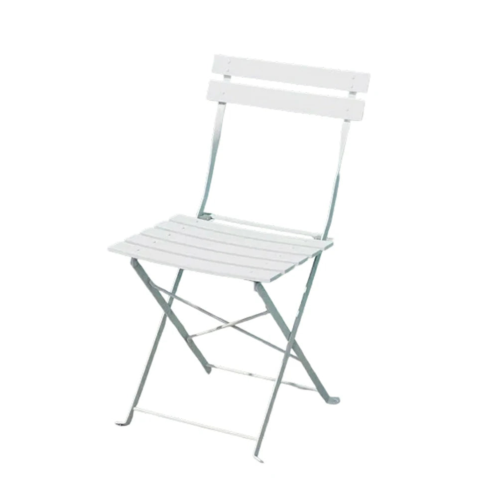 SOLARA Outdoor Folding Chair - Space-Saving Foldable Design, Durable Powder-Coated Iron Frame, Stable Patio Balcony Garden Seating - White
