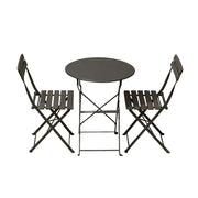 SOLARA Outdoor 1 Table 2 Chairs Bistro Set - Space-Saving Foldable Design, Durable Powder-Coated Iron Frame, Patio Balcony Garden Dining Set - Black