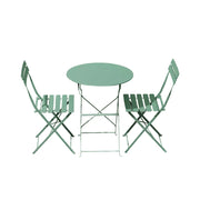 SOLARA Outdoor 1 Table 2 Chairs Bistro Set - Space-Saving Foldable Design, Durable Powder-Coated Iron Frame, Patio Balcony Garden Dining Set - Green