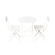 SOLARA Outdoor 1 Table 2 Chairs Bistro Set - Space-Saving Foldable Design, Durable Powder-Coated Iron Frame, Patio Balcony Garden Dining Set - White