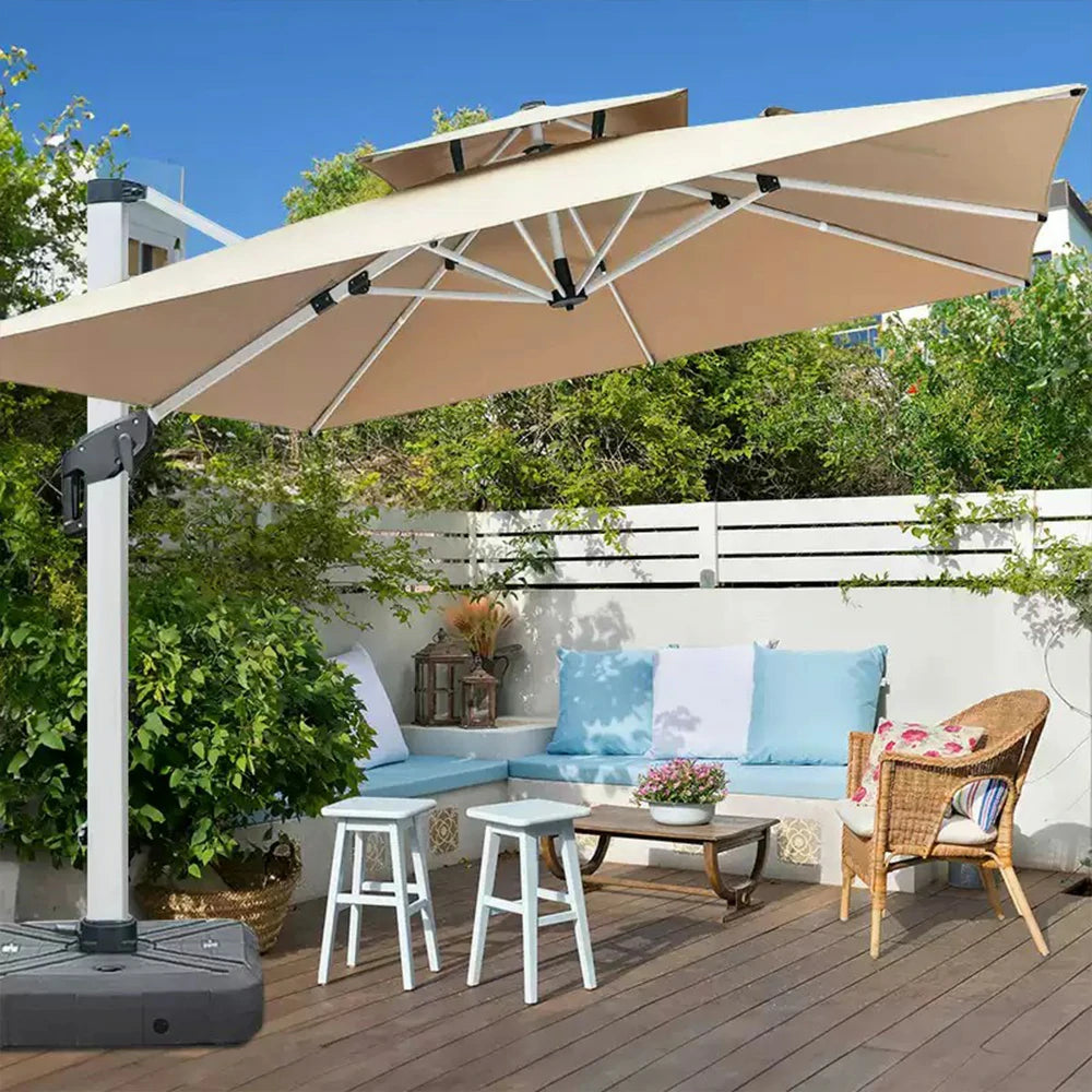 SOLARA Outdoor Family Umbrella - UV-Resistant, Heavy-Duty Aluminum Base, Durable for Outdoor Use - Beige