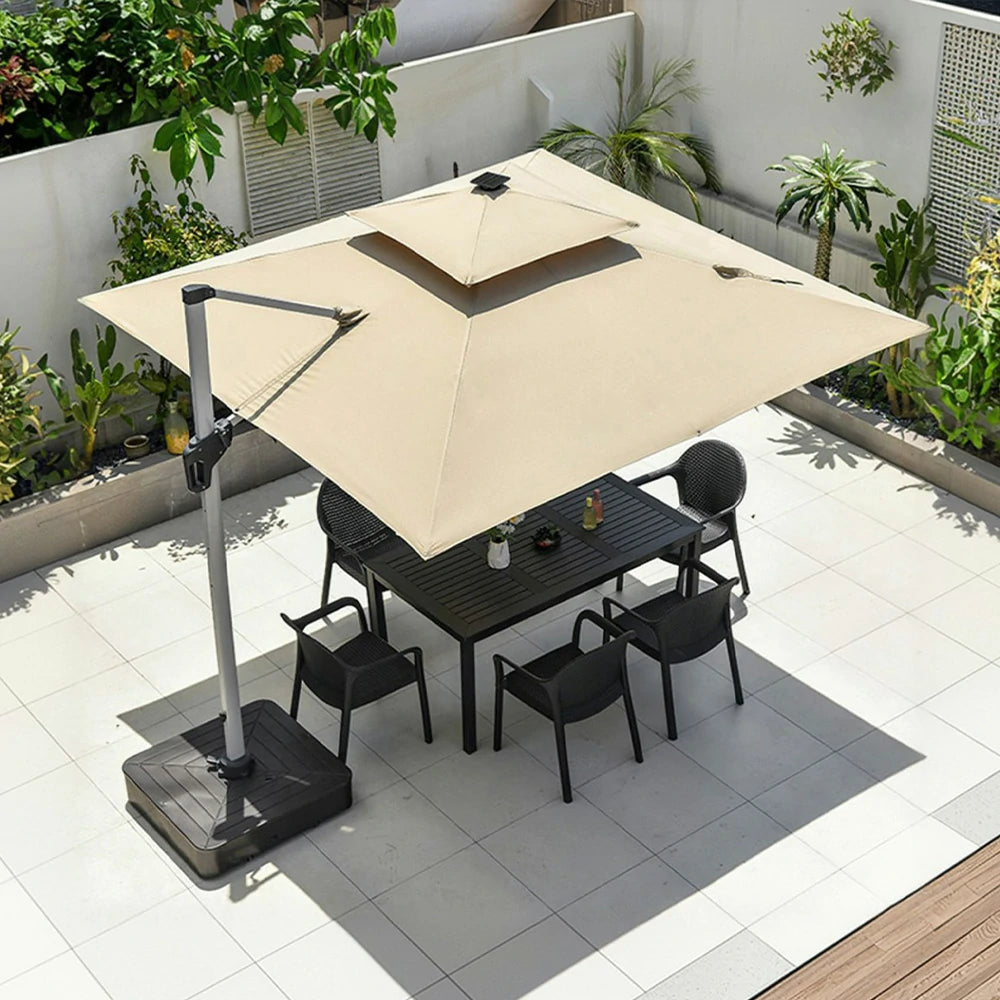 SOLARA Outdoor Family Umbrella - UV-Resistant, Heavy-Duty Aluminum Base, Durable for Outdoor Use - Beige