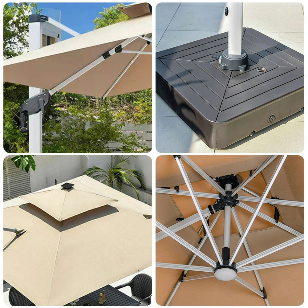 SOLARA Outdoor Family Umbrella - UV-Resistant, Heavy-Duty Aluminum Base, Durable for Outdoor Use - Beige