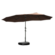 SOLARA Outdoor Umbrella - Wind-Resistant Carbon Steel Frame, Heavy-Duty Water-Filled Base - Brown
