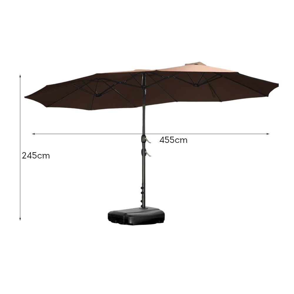 SOLARA Outdoor Umbrella - Wind-Resistant Carbon Steel Frame, Heavy-Duty Water-Filled Base - Brown