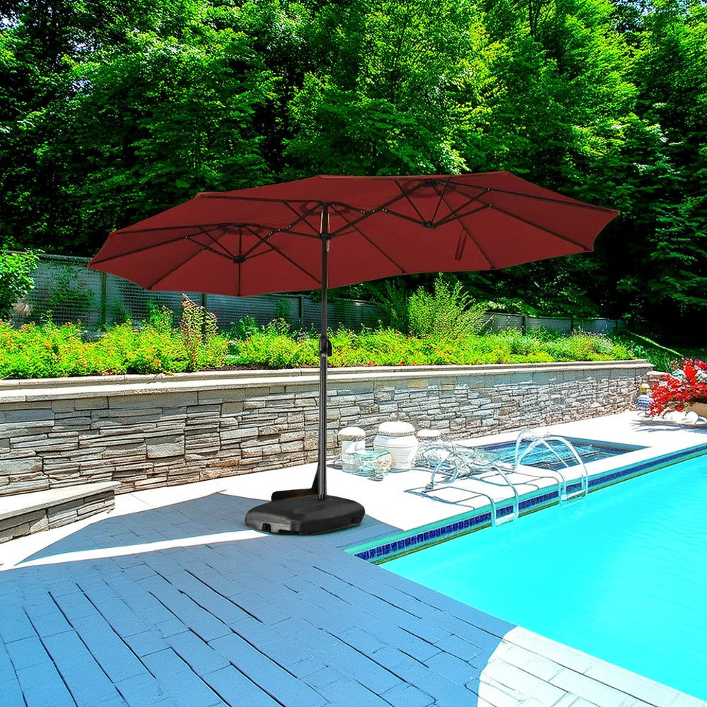 SOLARA Outdoor Umbrella - UV Protection, Wind-Resistant Carbon Steel Frame - Burgundy