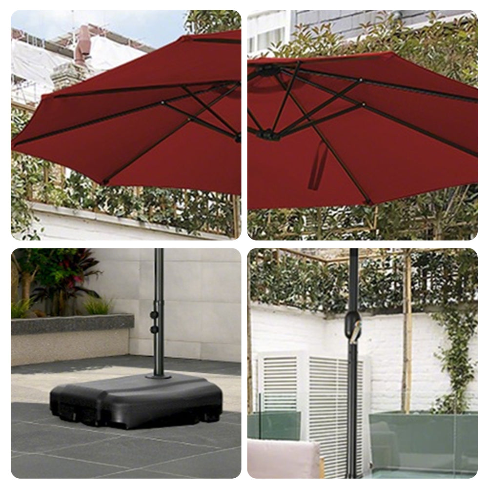 SOLARA Outdoor Umbrella - UV Protection, Wind-Resistant Carbon Steel Frame - Burgundy