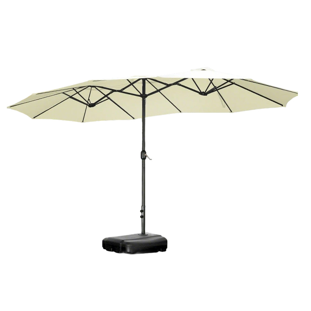 SOLARA Outdoor Umbrella - Wind-Resistant Carbon Steel Frame, Heavy-Duty Water-Filled Base - Beige