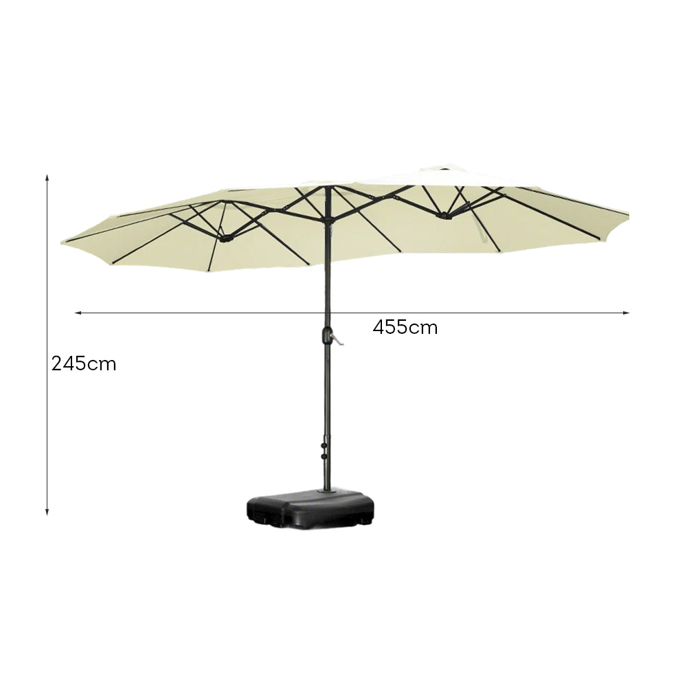 SOLARA Outdoor Umbrella - Wind-Resistant Carbon Steel Frame, Heavy-Duty Water-Filled Base - Beige