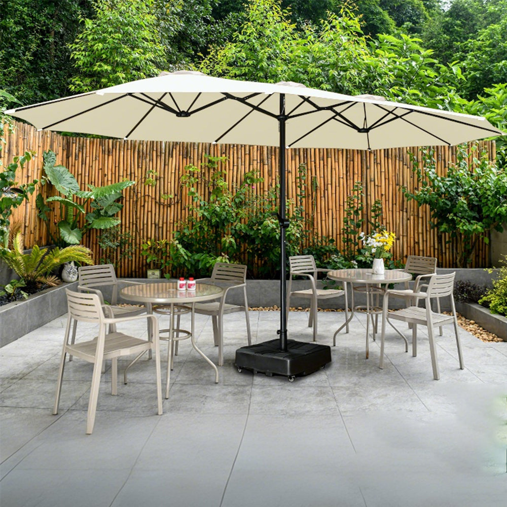 SOLARA Outdoor Umbrella - Wind-Resistant Carbon Steel Frame, Heavy-Duty Water-Filled Base - Beige