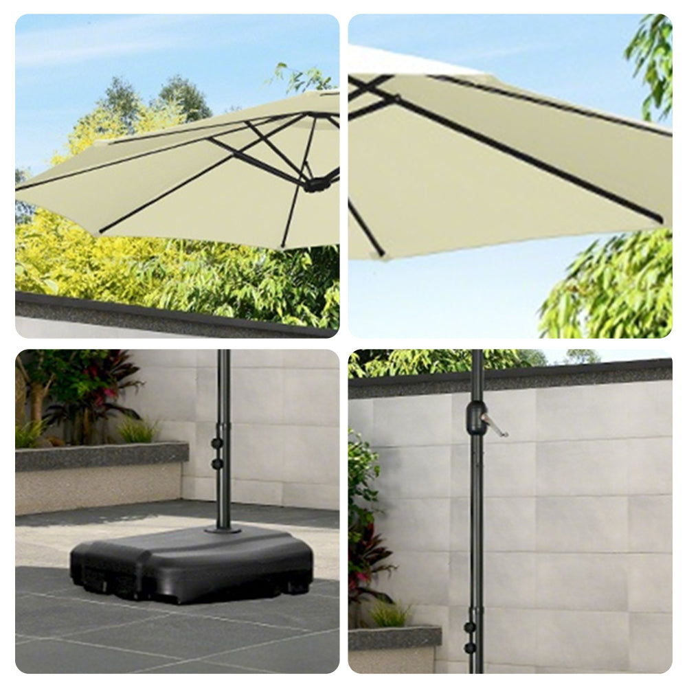 SOLARA Outdoor Umbrella - Wind-Resistant Carbon Steel Frame, Heavy-Duty Water-Filled Base - Beige