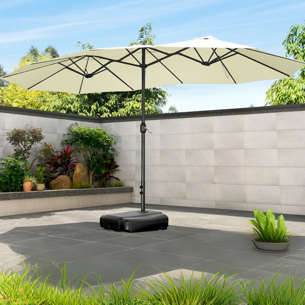 SOLARA Outdoor Umbrella - Wind-Resistant Carbon Steel Frame, Heavy-Duty Water-Filled Base - Beige