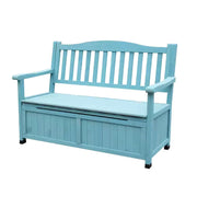 SOLARA Outdoor Storage Bench with Backrest - Durable All-Wood Frame, Waterproof Weather-Resistant Finish, Multi-Functional Seat & Storage Design - Blue