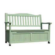 SOLARA Outdoor Storage Bench with Backrest - Durable All-Wood Frame, Waterproof Weather-Resistant Finish, Multi-Functional Seat & Storage Design - Green
