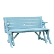 SOLARA Folding Multi-Function Table and Bench - Space-Saving Convertible 2-in-1 Outdoor Dining Set with Durable Wood Frame - Blue