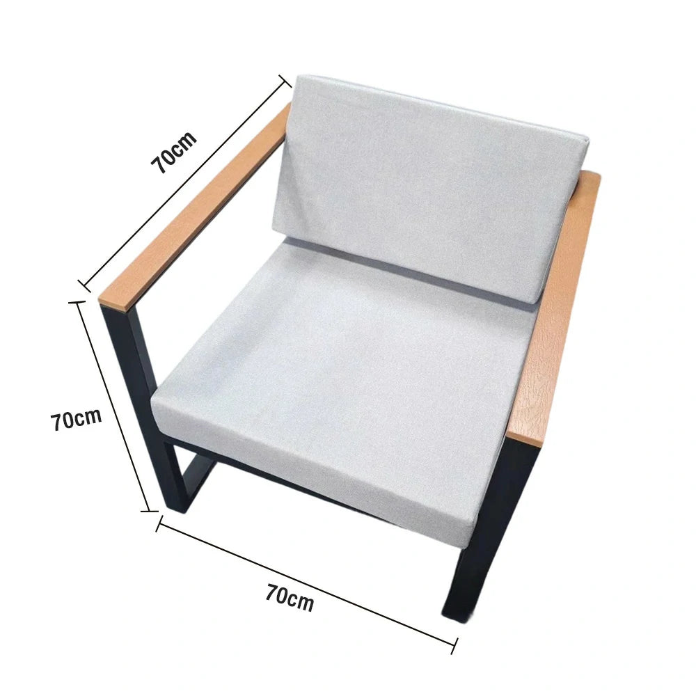 SOLARA Lounge Chair Durable Stain-Resistant Fabric, High-Resilience Foam, 70cm Wide Seat, Angled Backrest for Comfort - Grey