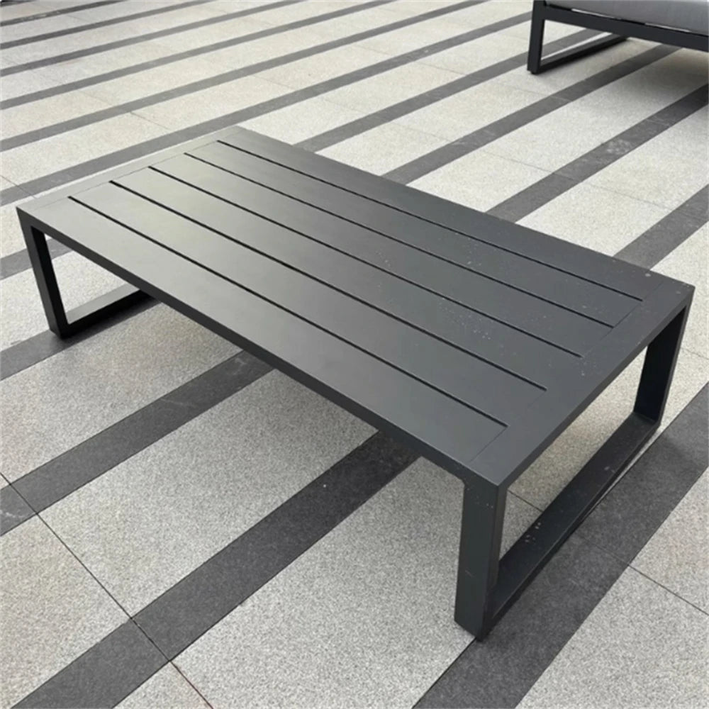 SOLARA Outdoor Side Table 60/120cm Waterproof Rustproof Wood-Plastic and Stainless Steel, Heavy-Duty One-Piece Design - Silver