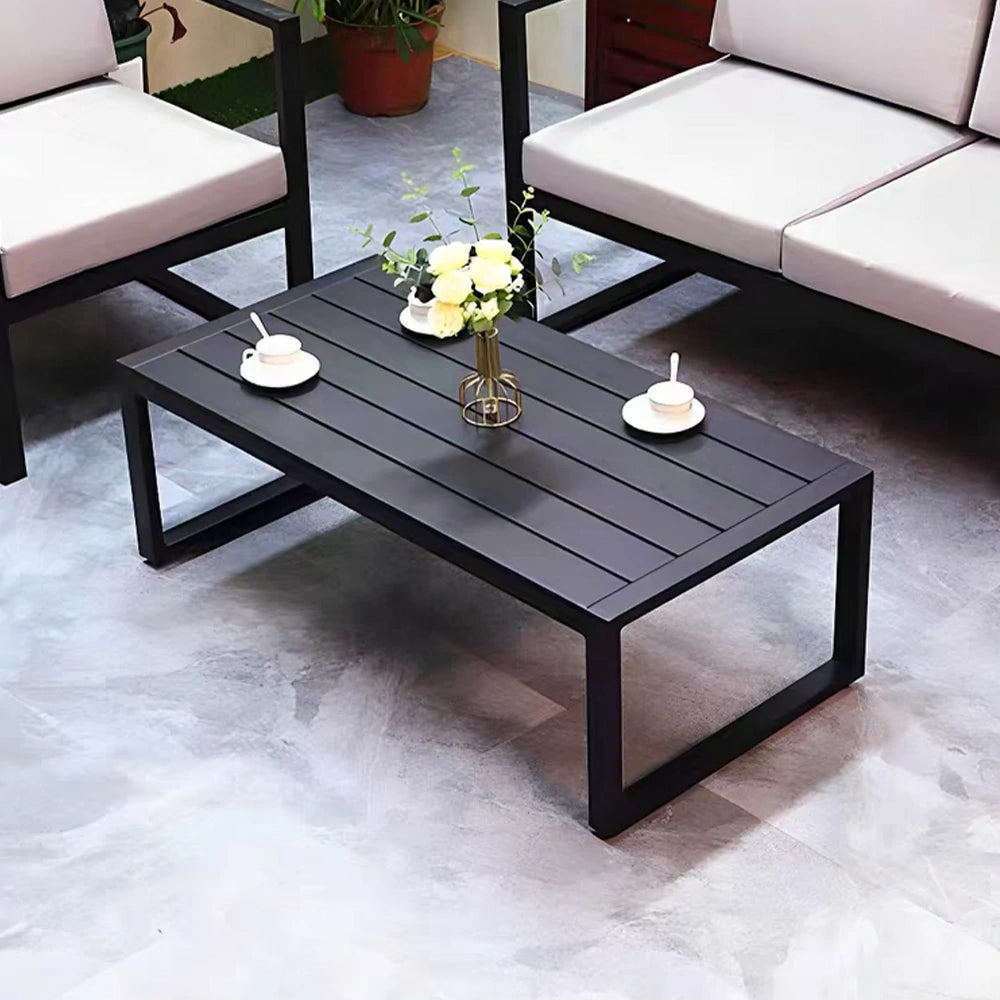 SOLARA Outdoor Side Table 60/120cm Waterproof Rustproof Wood-Plastic and Stainless Steel, Heavy-Duty One-Piece Design - Silver