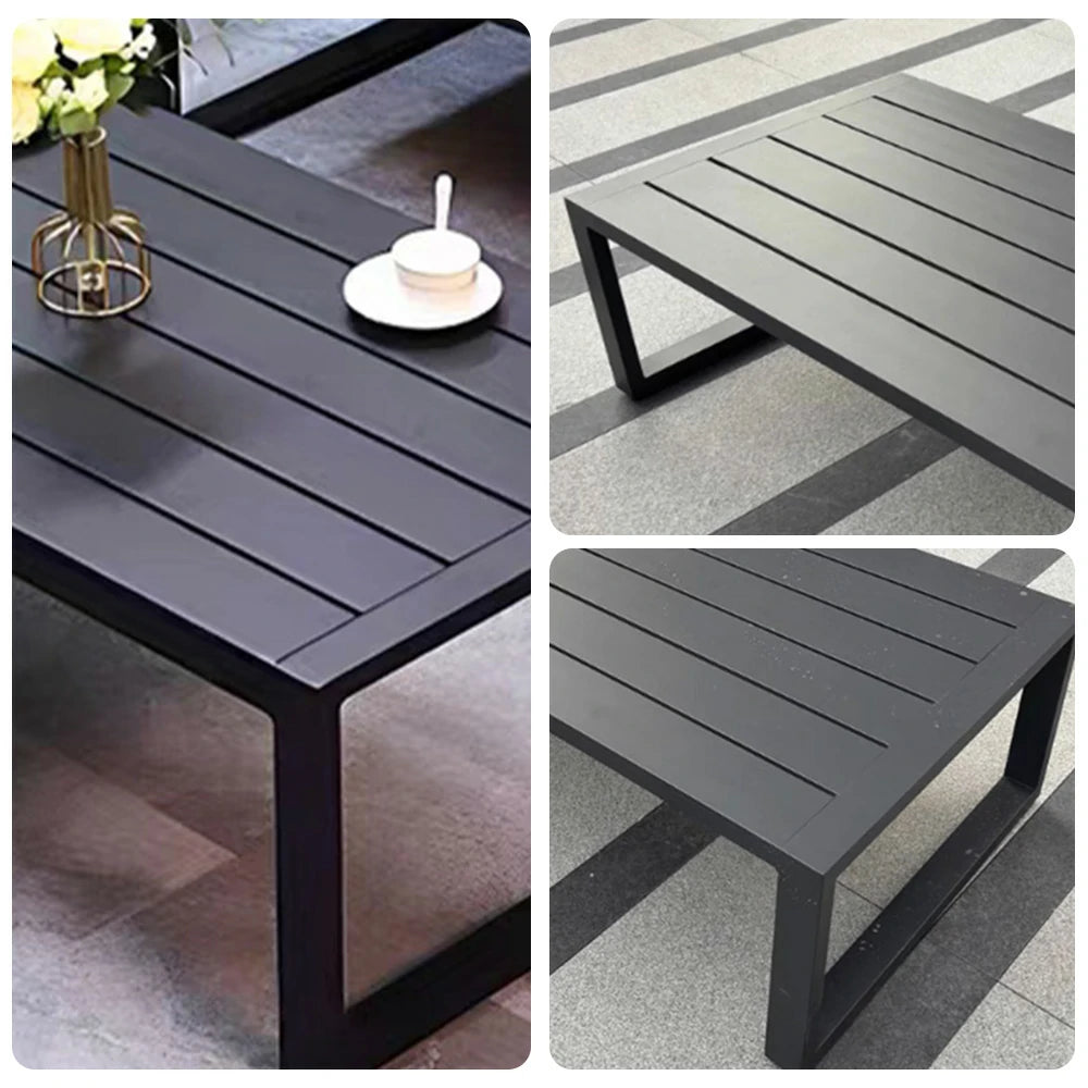 SOLARA Outdoor Side Table 60/120cm Waterproof Rustproof Wood-Plastic and Stainless Steel, Heavy-Duty One-Piece Design - Silver