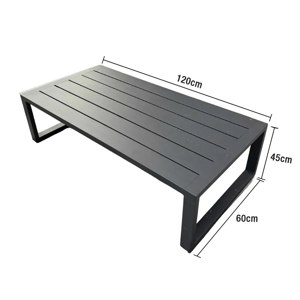 SOLARA Outdoor Side Table 60/120cm Waterproof Rustproof Wood-Plastic and Stainless Steel, Heavy-Duty One-Piece Design - Silver