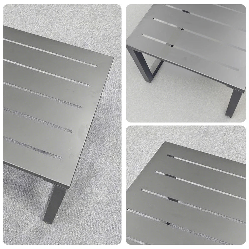 SOLARA Outdoor Side Table 60/120cm Waterproof Rustproof Wood-Plastic and Stainless Steel, Heavy-Duty One-Piece Design - Silver