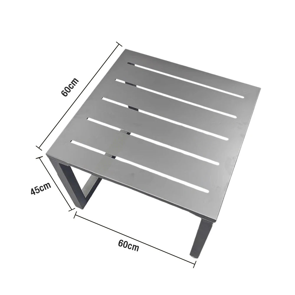 SOLARA Outdoor Side Table 60/120cm Waterproof Rustproof Wood-Plastic and Stainless Steel, Heavy-Duty One-Piece Design - Silver