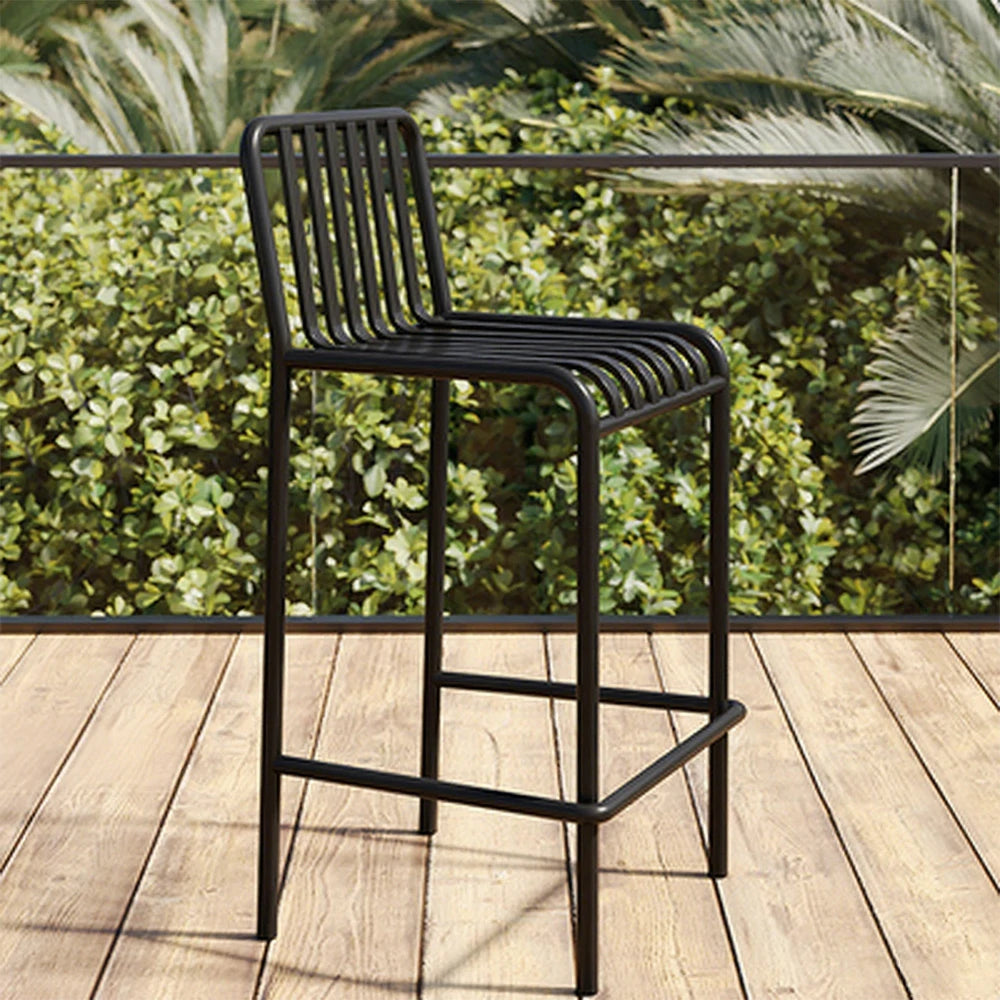 SOLARA Outdoor Chair Nano-Baked Rustproof Waterproof Finish, Thickened Iron Steel Construction, 42cm Stable and Durable Design - Black