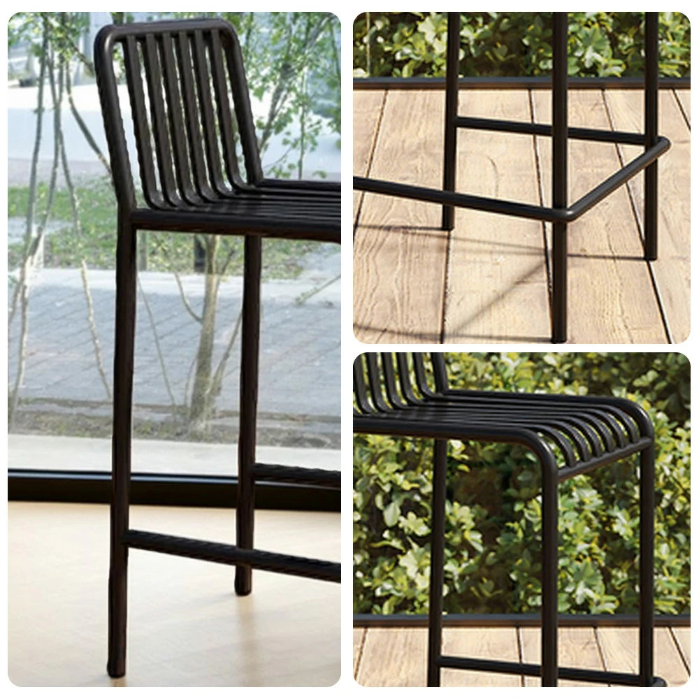 SOLARA Outdoor Chair Nano-Baked Rustproof Waterproof Finish, Thickened Iron Steel Construction, 42cm Stable and Durable Design - Black