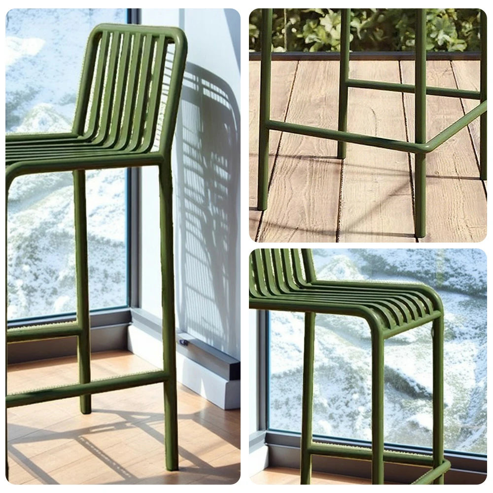 SOLARA Outdoor Chair Nano-Baked Rustproof Waterproof Finish, Thickened Iron Steel Construction, 42cm Stable and Durable Design - Green