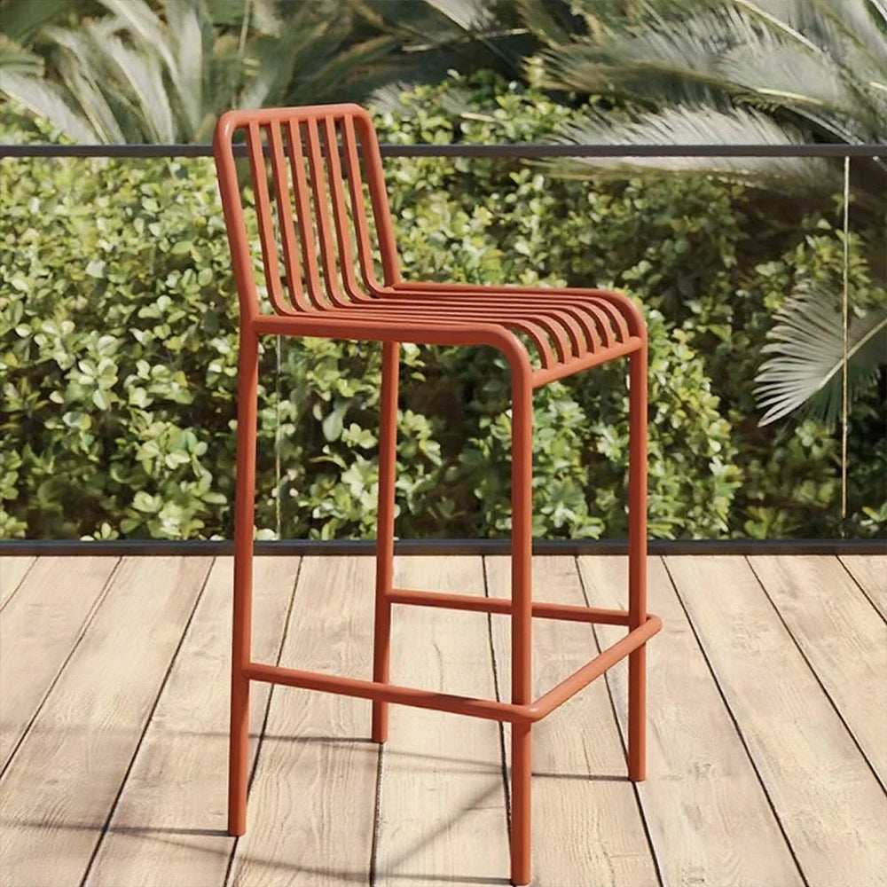 SOLARA Outdoor Chair Nano-Baked Rustproof Waterproof Finish, Thickened Iron Steel Construction, 42cm Stable and Durable Design - Orange