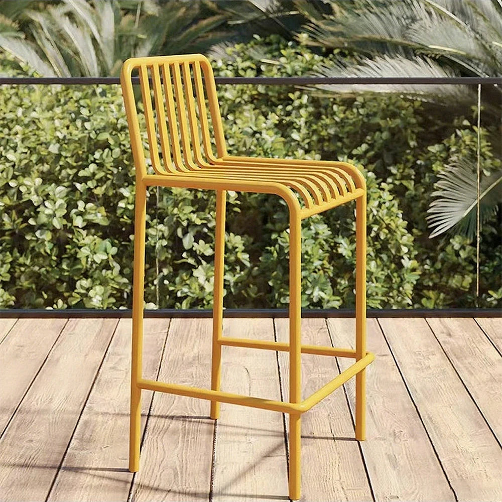 SOLARA Outdoor Chair Nano-Baked Rustproof Waterproof Finish, Thickened Iron Steel Construction, 42cm Stable and Durable Design - Yellow