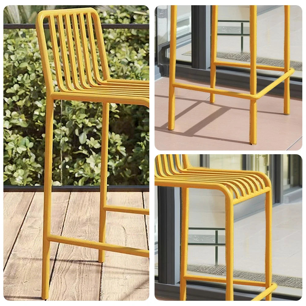 SOLARA Outdoor Chair Nano-Baked Rustproof Waterproof Finish, Thickened Iron Steel Construction, 42cm Stable and Durable Design - Yellow