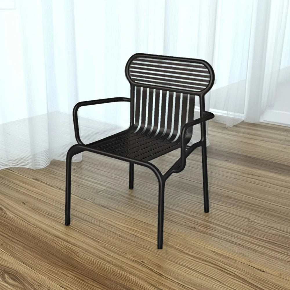 SOLARA Outdoor Chair Rustproof Waterproof High-Temperature Baked Finish, Thickened Iron Steel Frame, 42cm Strong Load-Bearing Durable Design - Black