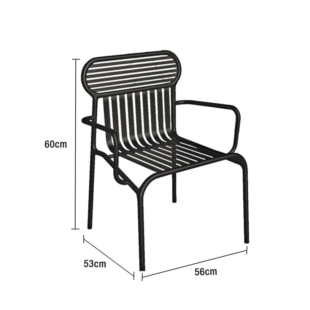 SOLARA Outdoor Chair Rustproof Waterproof High-Temperature Baked Finish, Thickened Iron Steel Frame, 42cm Strong Load-Bearing Durable Design - Black