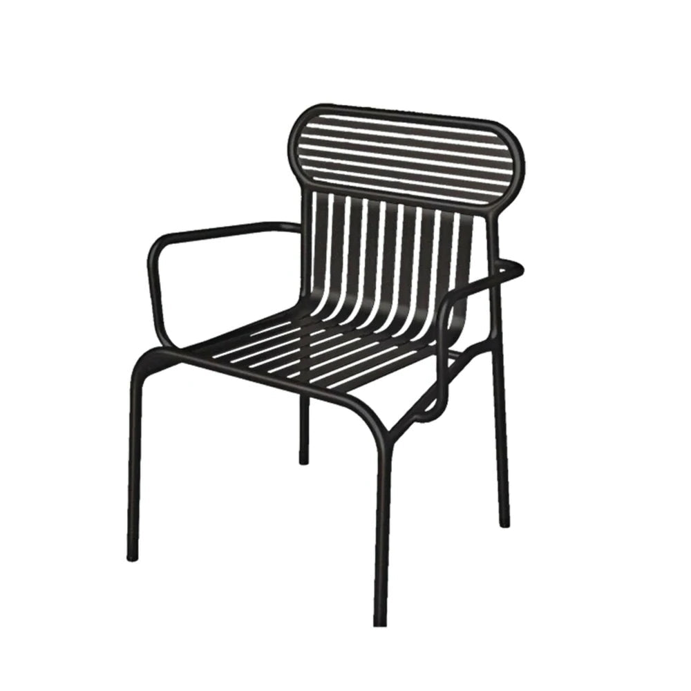 SOLARA Outdoor Chair Rustproof Waterproof High-Temperature Baked Finish, Thickened Iron Steel Frame, 42cm Strong Load-Bearing Durable Design - Black