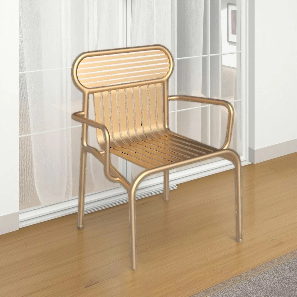 SOLARA Outdoor Chair Rustproof Waterproof High-Temperature Baked Finish, Thickened Iron Steel Frame, 42cm Strong Load-Bearing Durable Design - Gold