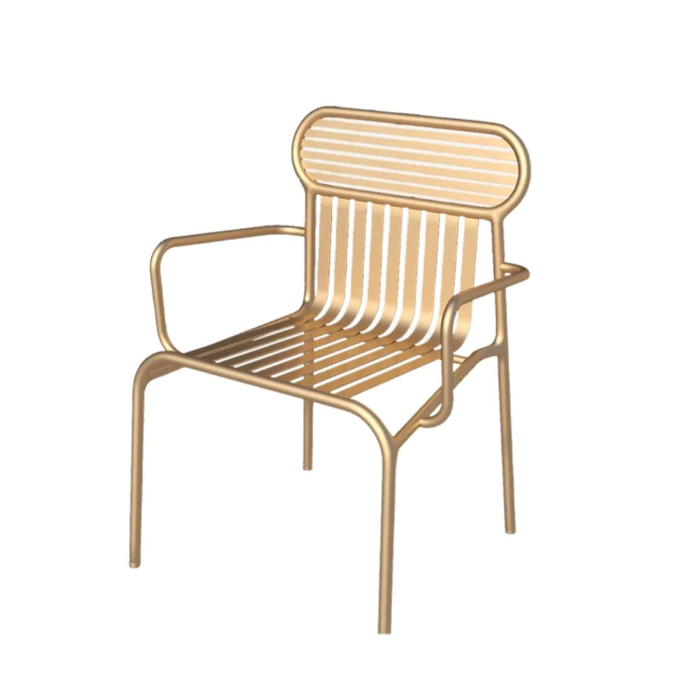 SOLARA Outdoor Chair Rustproof Waterproof High-Temperature Baked Finish, Thickened Iron Steel Frame, 42cm Strong Load-Bearing Durable Design - Gold