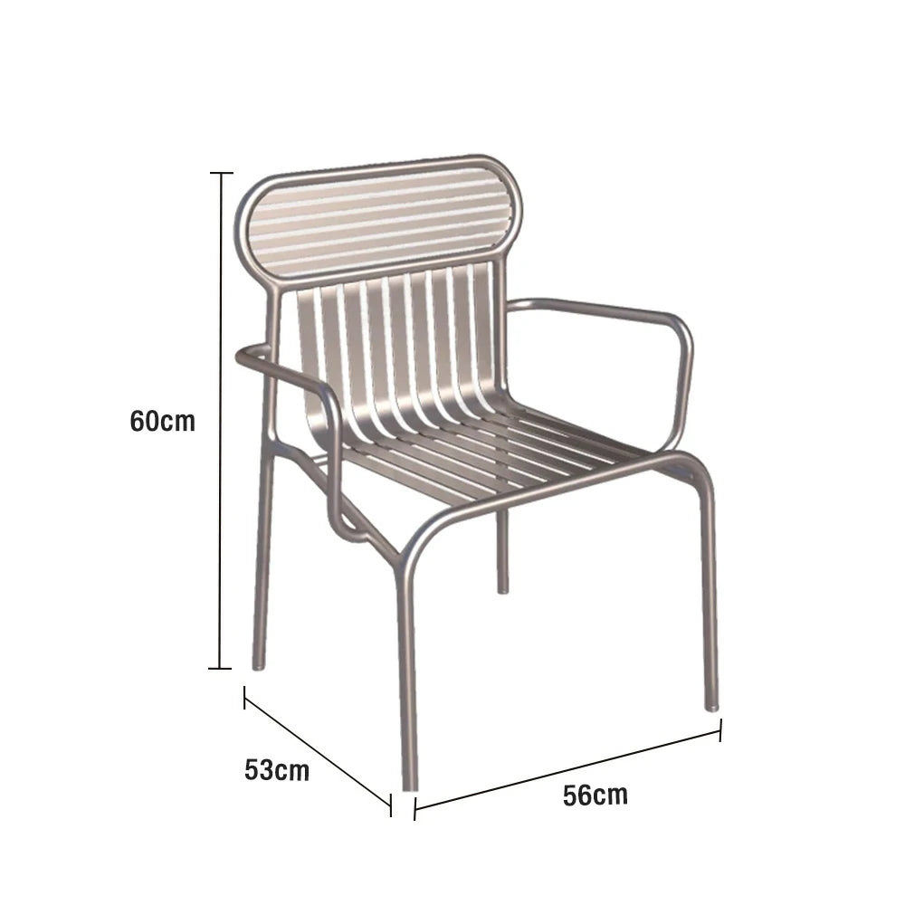 SOLARA Outdoor Chair Rustproof Waterproof High-Temperature Baked Finish, Thickened Iron Steel Frame, 42cm Strong Load-Bearing Durable Design - Silver