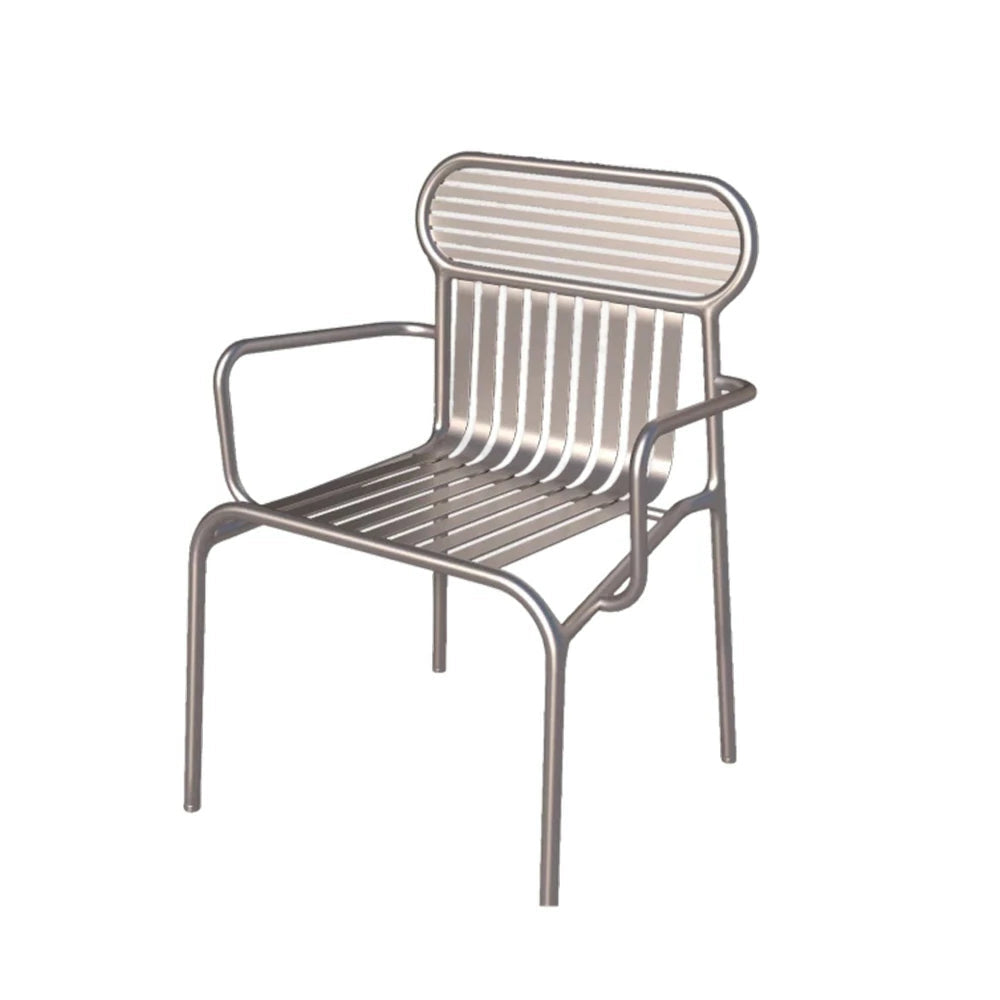 SOLARA Outdoor Chair Rustproof Waterproof High-Temperature Baked Finish, Thickened Iron Steel Frame, 42cm Strong Load-Bearing Durable Design - Silver