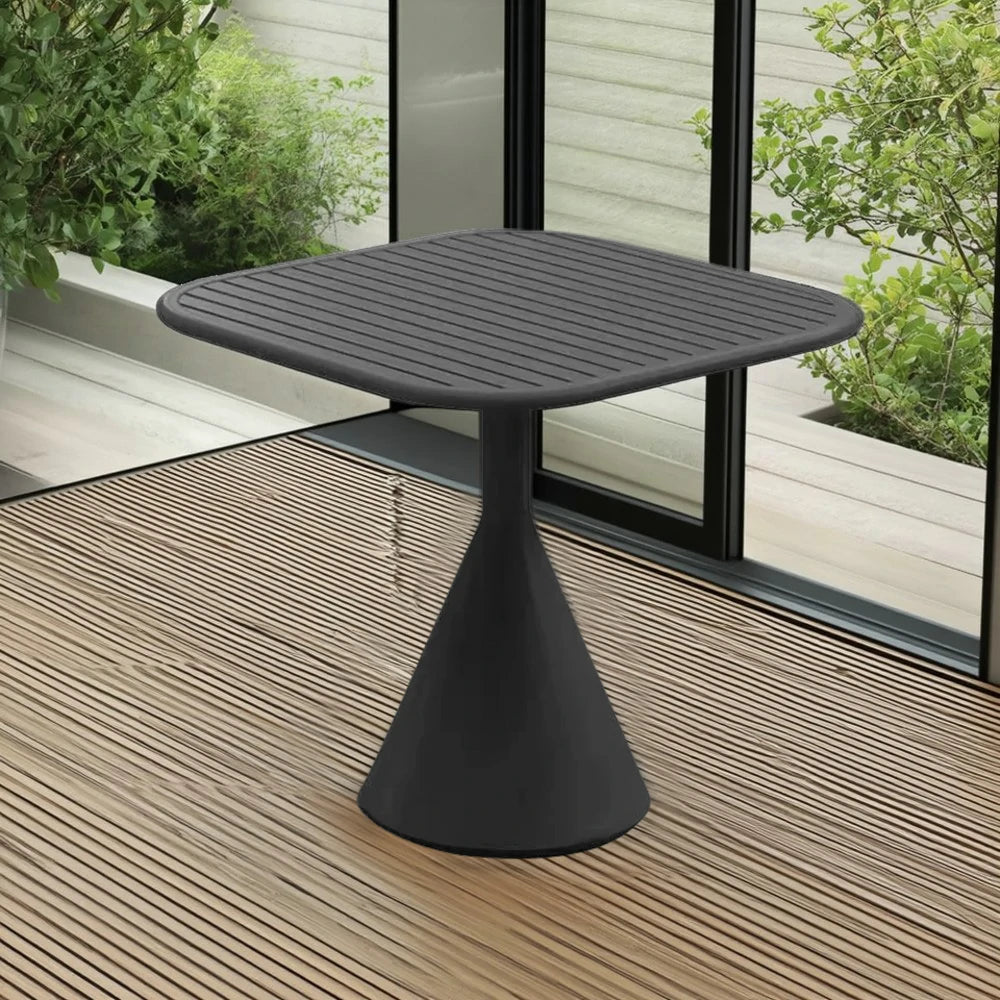 SOLARA Outdoor Dining Table 60/70cm Rustproof Waterproof High-Temperature Baked Finish, Thickened Steel Frame, Stable & Durable Load-Bearing Design - Black