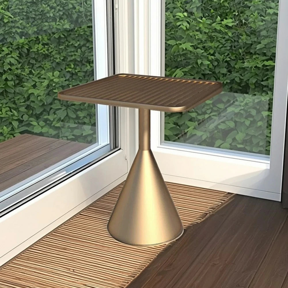 SOLARA Outdoor Dining Table 60/70cm Rustproof Waterproof High-Temperature Baked Finish, Thickened Steel Frame, Stable & Durable Load-Bearing Design - Gold