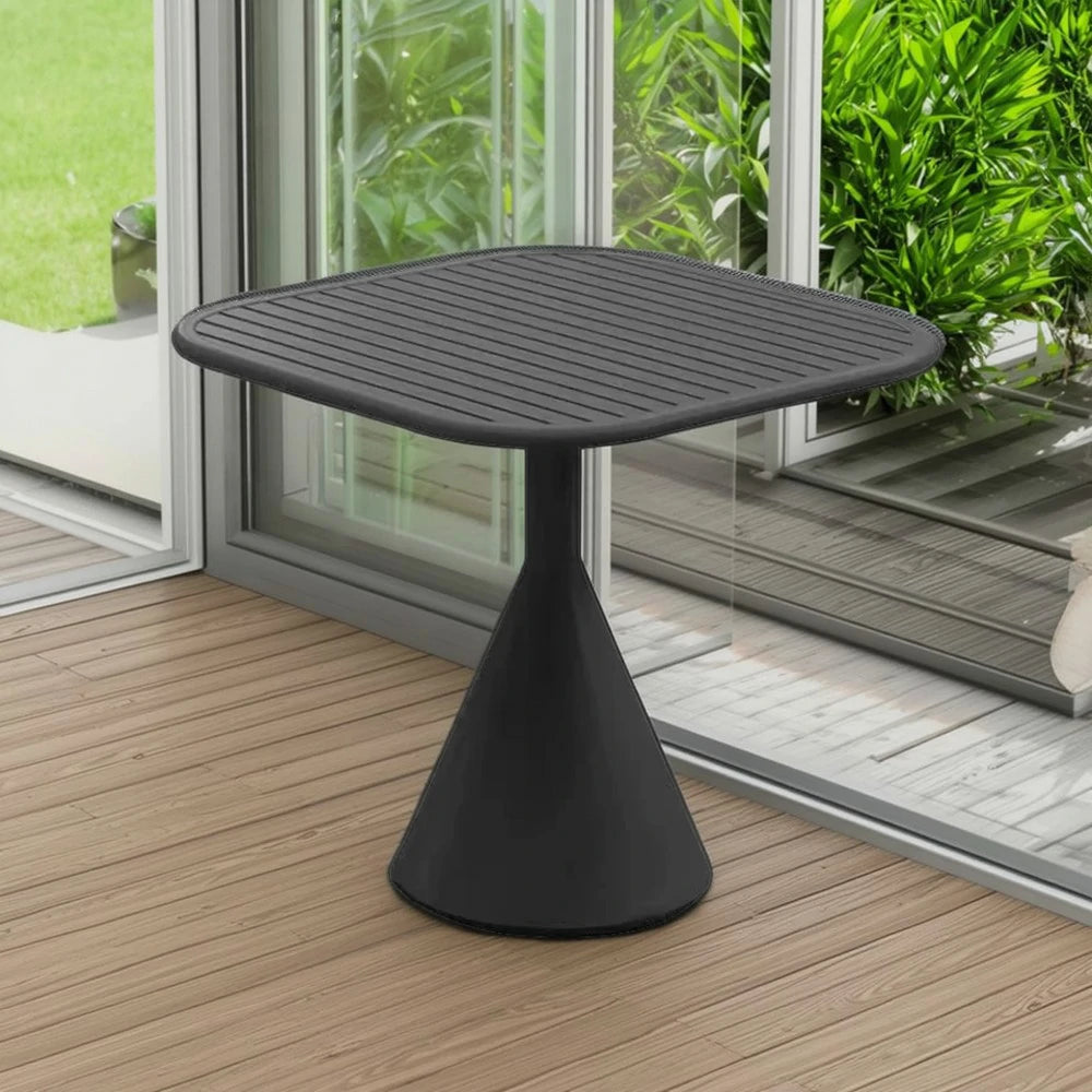 SOLARA Outdoor Dining Table 60/70cm Rustproof Waterproof High-Temperature Baked Finish, Thickened Steel Frame, Stable & Durable Load-Bearing Design - Black