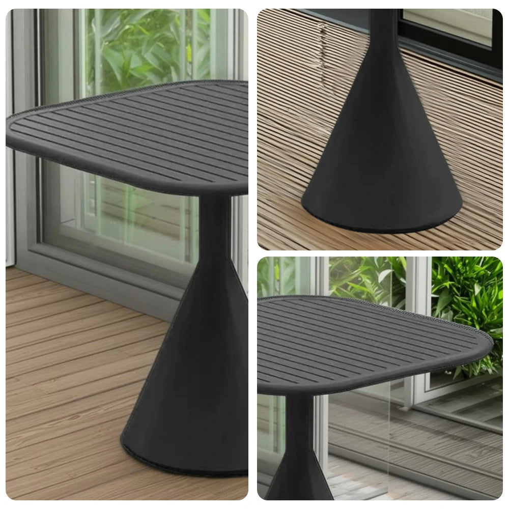 SOLARA Outdoor Dining Table 60/70cm Rustproof Waterproof High-Temperature Baked Finish, Thickened Steel Frame, Stable & Durable Load-Bearing Design - Black