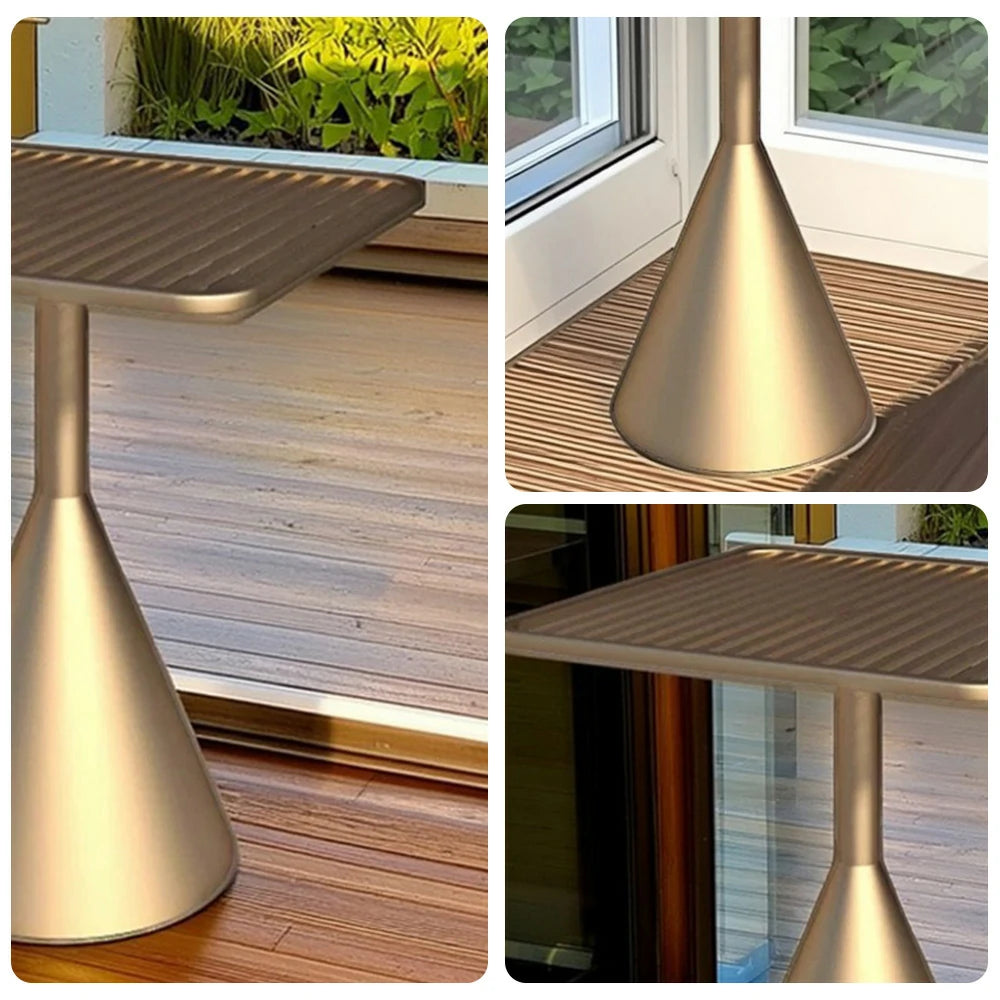 SOLARA Outdoor Dining Table 60/70cm Rustproof Waterproof High-Temperature Baked Finish, Thickened Steel Frame, Stable & Durable Load-Bearing Design - Gold