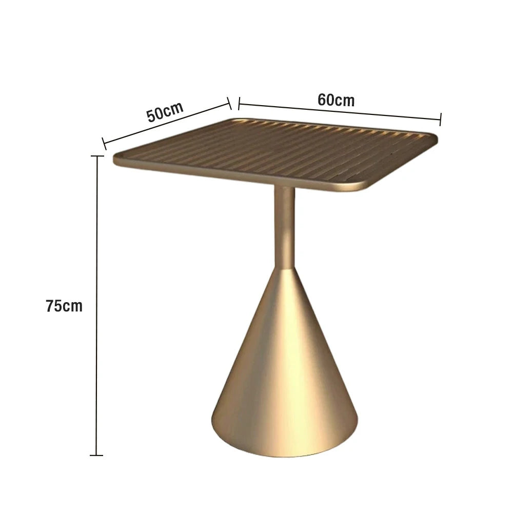 SOLARA Outdoor Dining Table 60/70cm Rustproof Waterproof High-Temperature Baked Finish, Thickened Steel Frame, Stable & Durable Load-Bearing Design - Gold